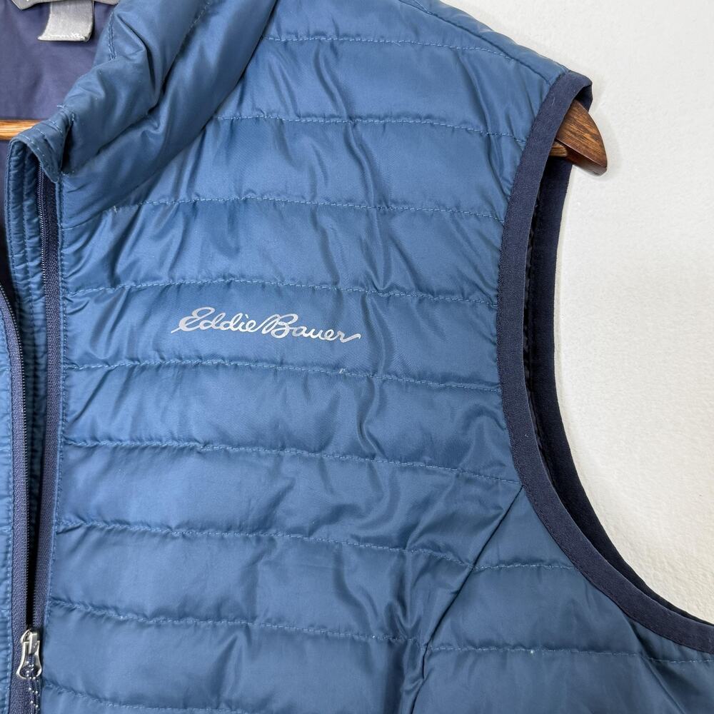 Eddie Bauer Vest Womens XL Blue EB650 Down Quilted Puffer Insulated Zip Pockets